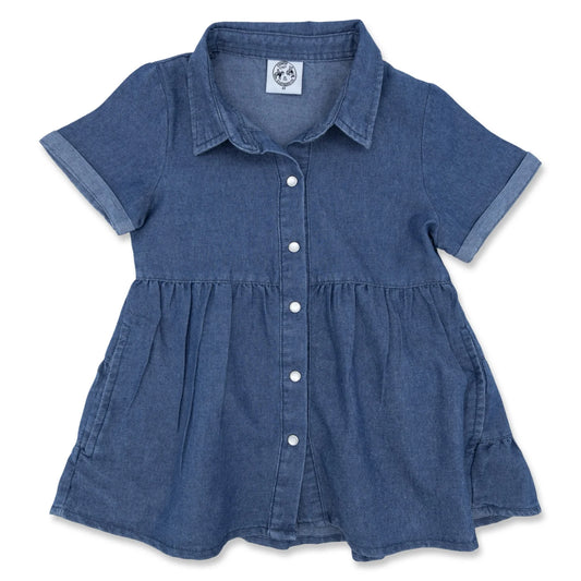 Dark Denim Pearl Snap Dress