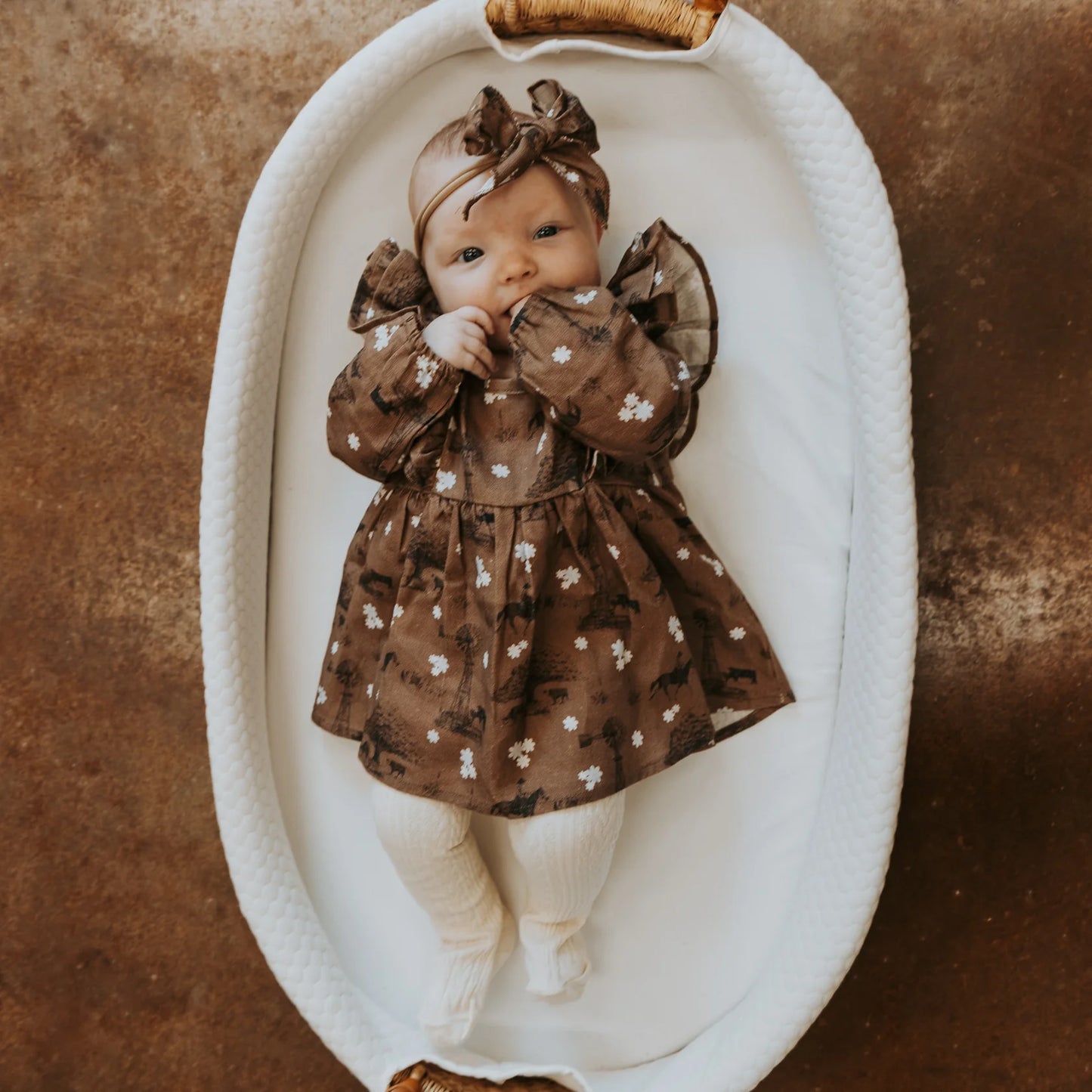 Autumn Blessings Cotton Linen Dress / Matching Bow