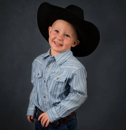 Vintage Blue Stripe Long Sleeve Pearl Snap Shirt & Onsie