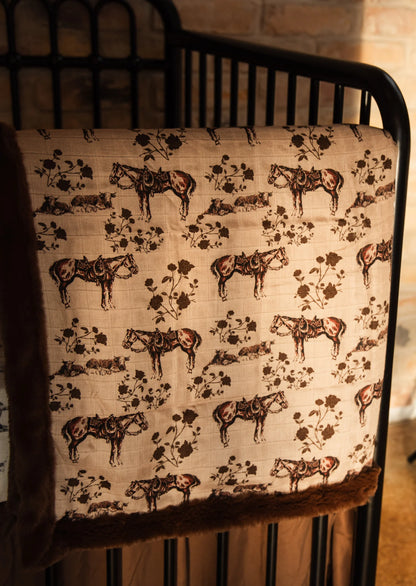 Prairie Rose Bamboo Muslin/Minky Blanket