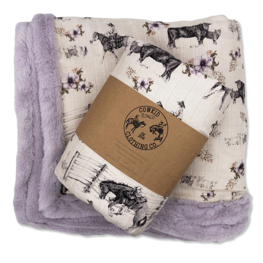 Western Serenity Bamboo Muslin/Minky Blanket