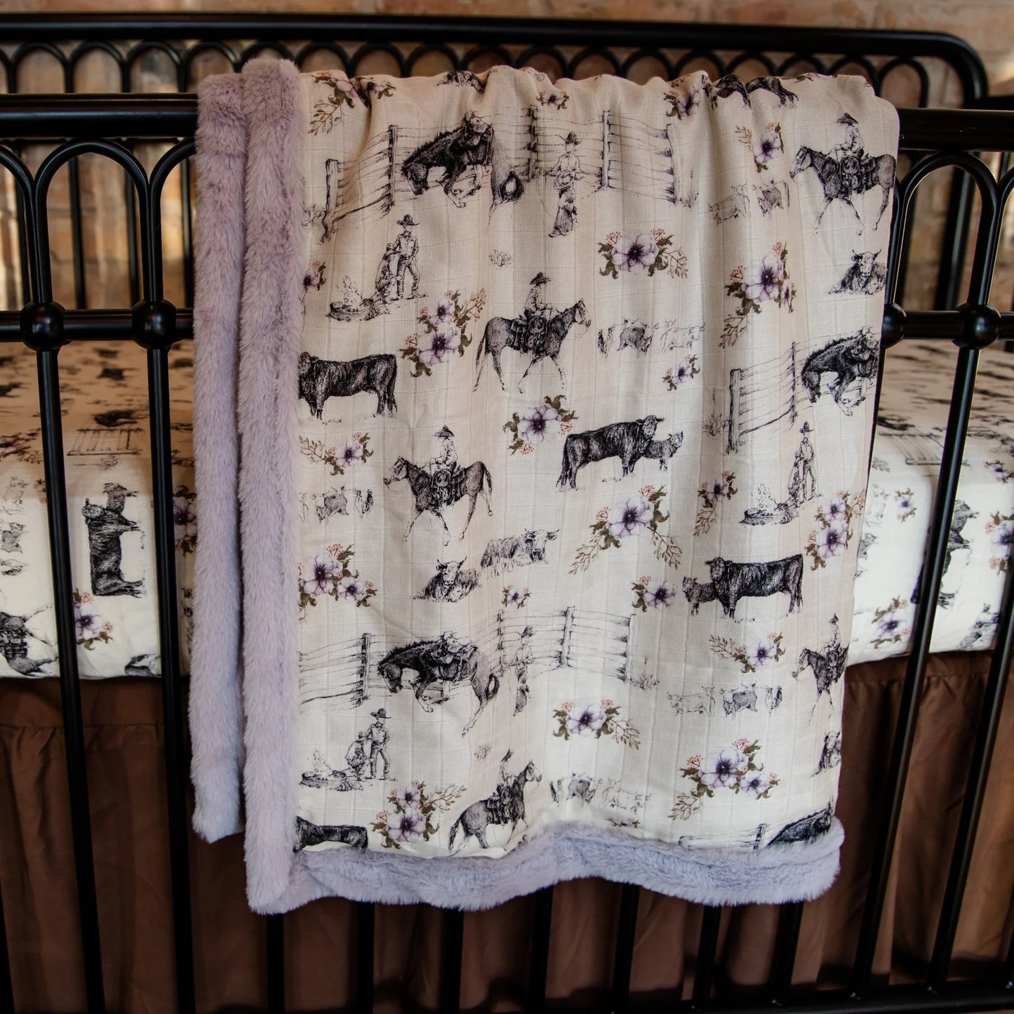 Western Serenity Bamboo Muslin/Minky Blanket