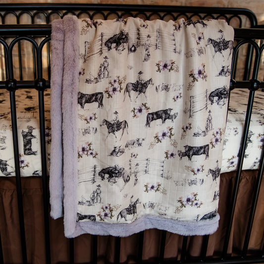 Western Serenity Bamboo Muslin/Minky Blanket