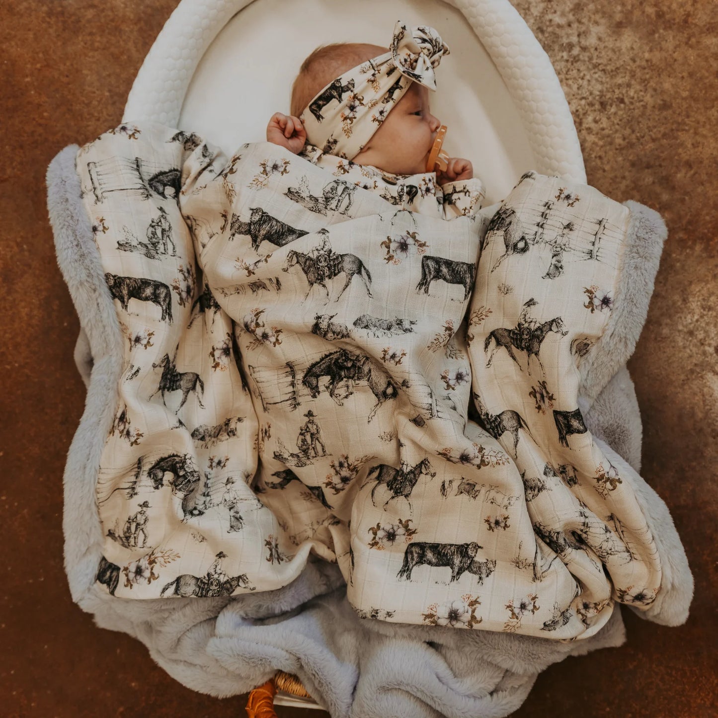 Western Serenity Bamboo Muslin/Minky Blanket