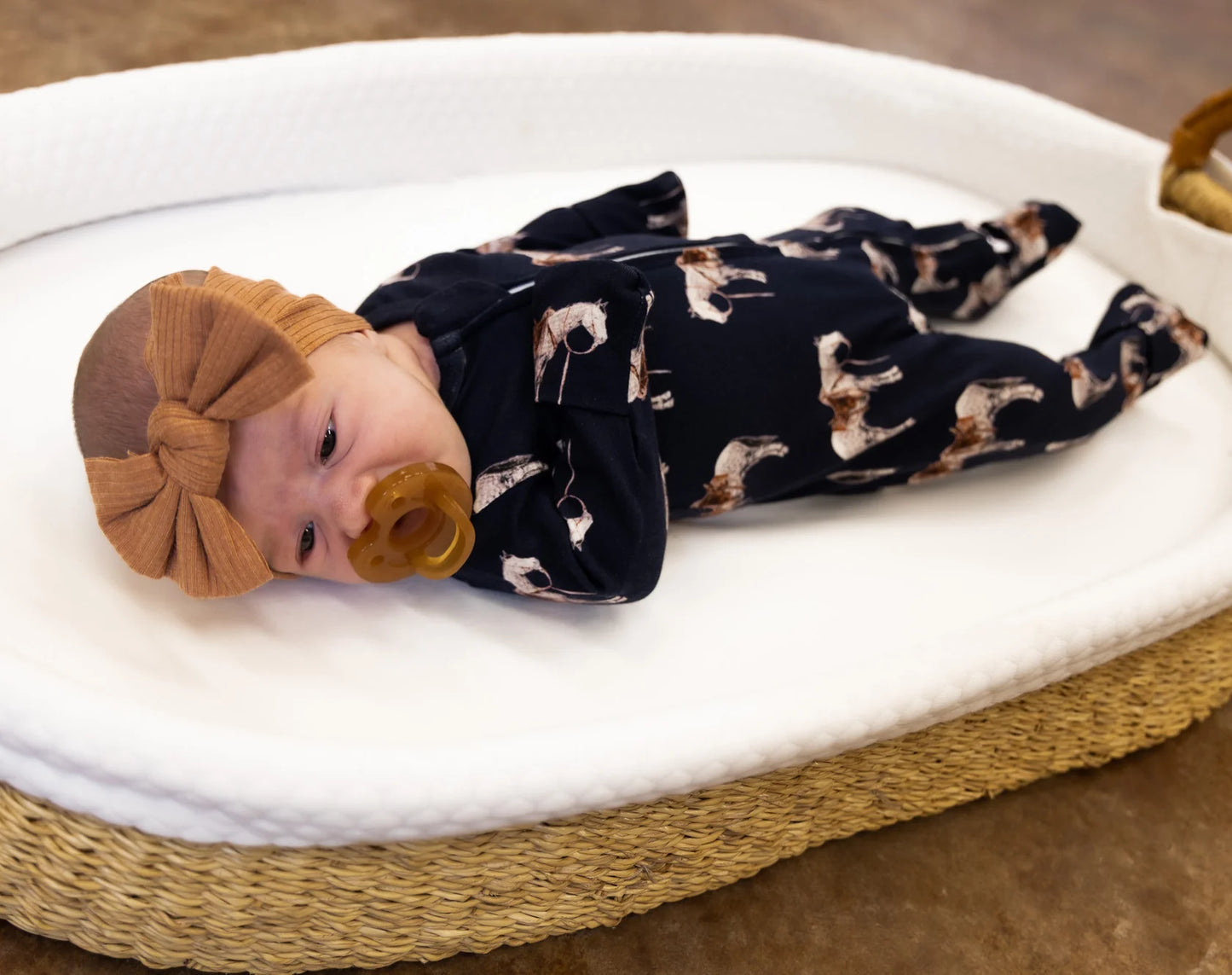 Navy Ranch Horse Folding Feet Jammies