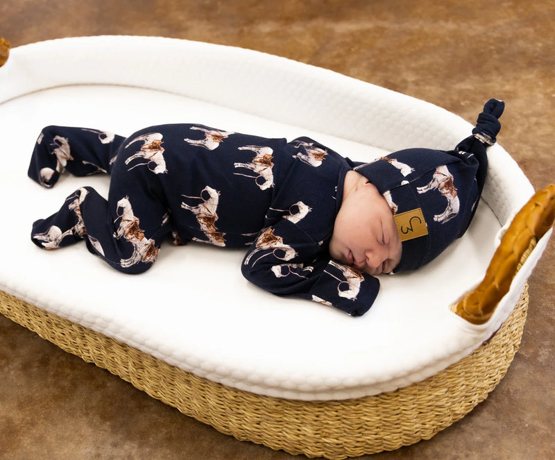 Navy Ranch Horse Folding Feet Jammies