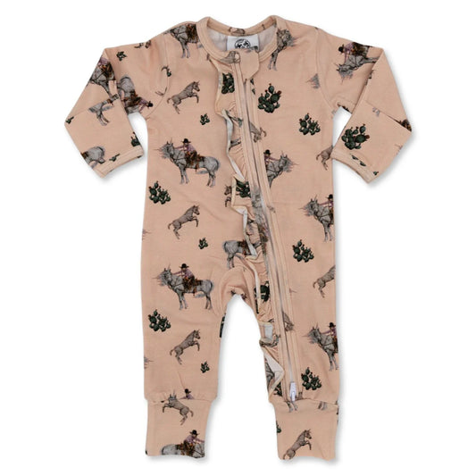 Western Unicorn Ruffled Folding Feet Jammies
