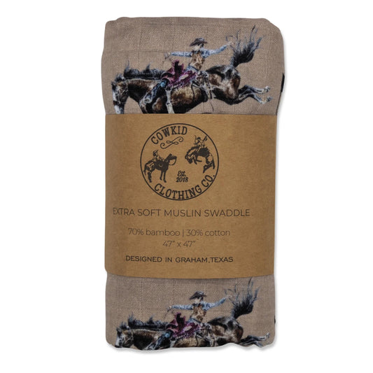 Rodeo Broncs Bamboo Muslin Swaddle