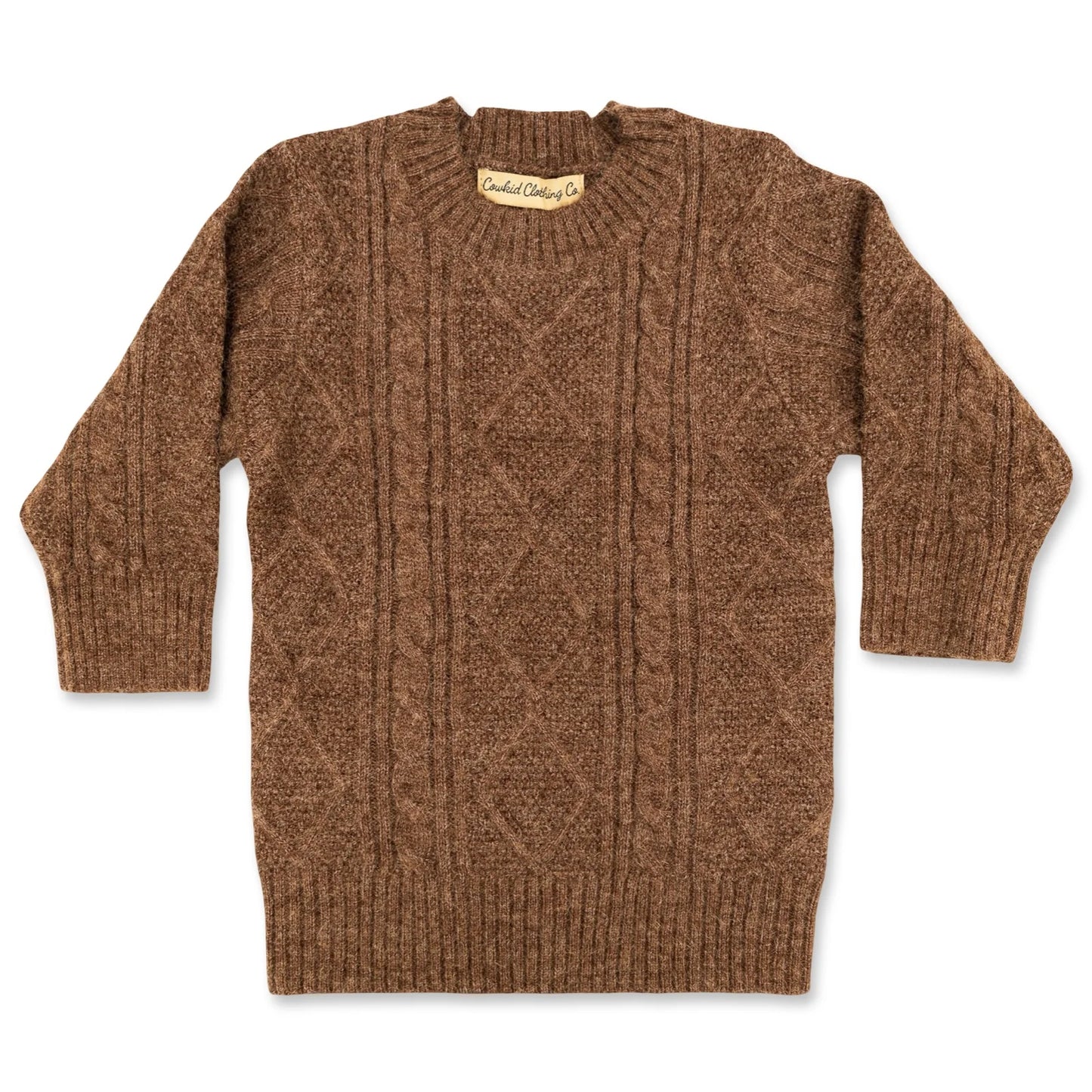 Cable Knit Sweater Dress in Rust