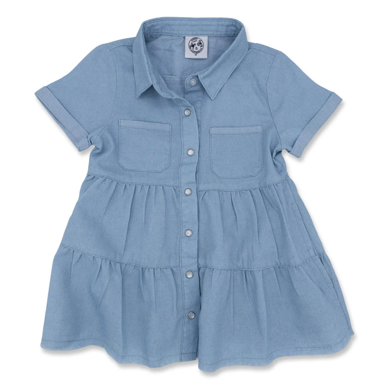 Light Denim Pearl Snap Dress (Adult)