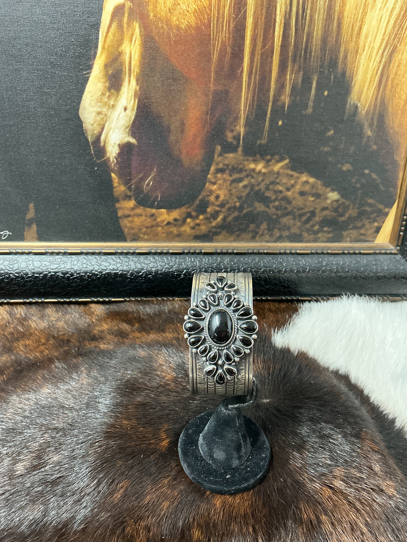 Black Onyx Stamped Cuff