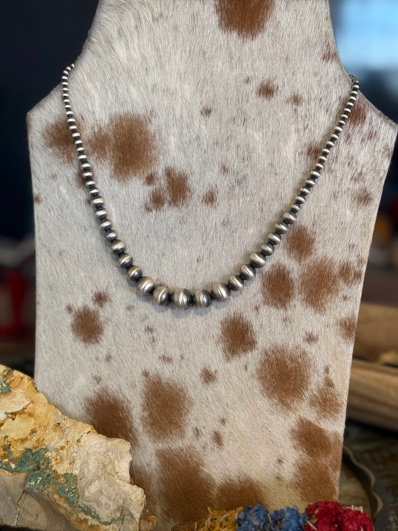 Graduated Sterling Pearl Necklace 4mm-14mm