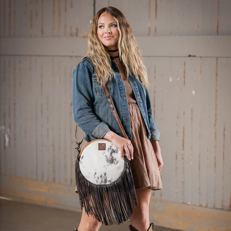GUADALUPE Cowhide Sage Crossbody