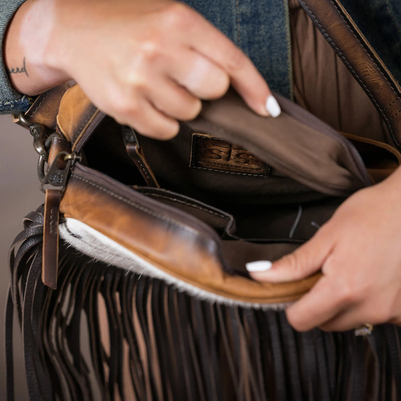 GUADALUPE Cowhide Sage Crossbody