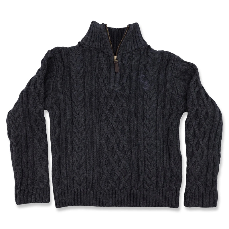 Charcoal Quarter Zip Cable Knit Sweater