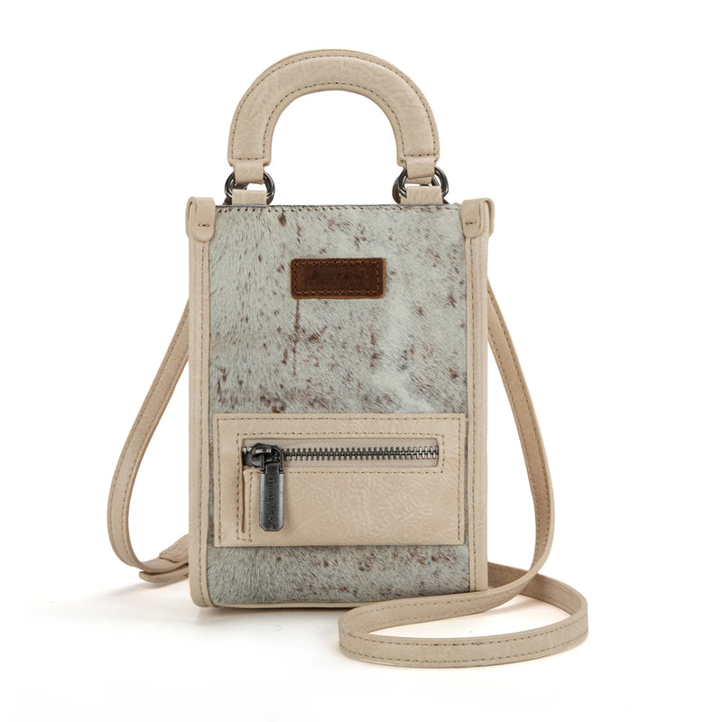 Montana West Hair-On Cowhide North South Mini Tote/Crossbody