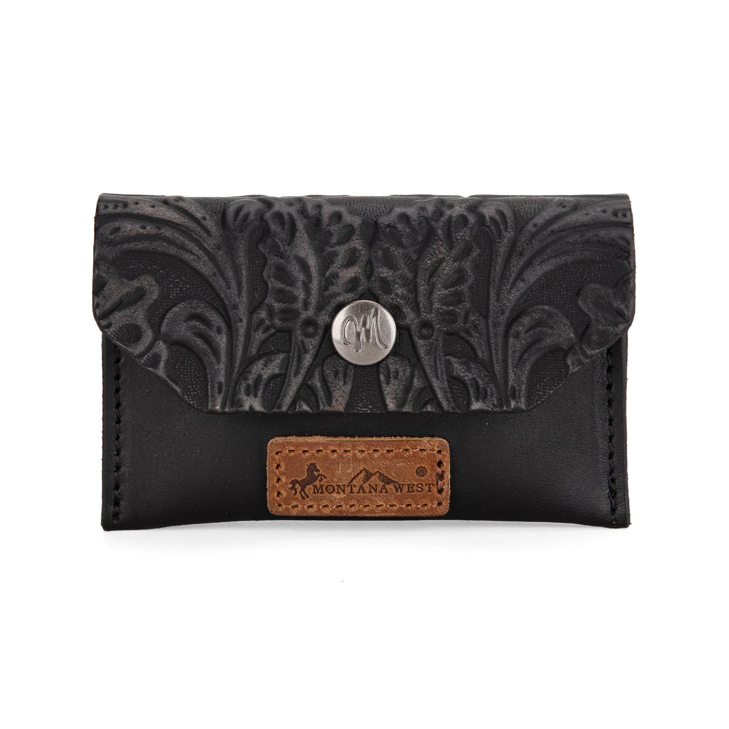 Montana West Genuine Leather Tooled Mini Card Case Wallet