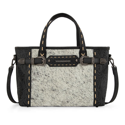 Trinity Ranch Genuine Hair-On Cowhide Tooled Tote/Crossbody