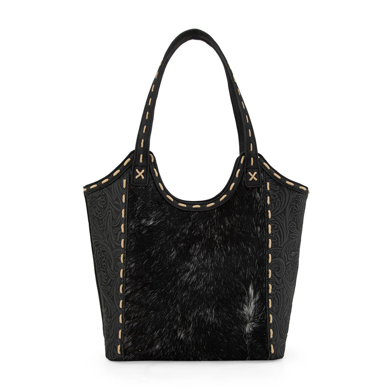 Trinity Ranch Genuine Hair-On Cowhide Tooled Concealed Carry Tote