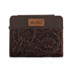 Montana West Genuine Leather Tooled Tri-Fold RFID Wallet