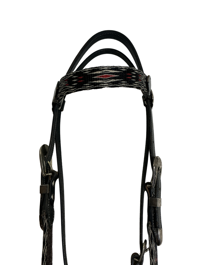 Silver Mounted Hitched Browband Headstall