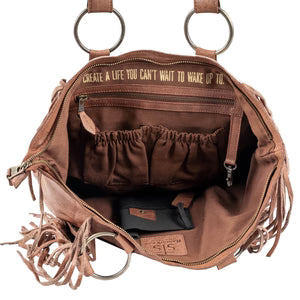INDIE COWHIDE TOTE BROWN
