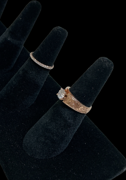 14K Rose Gold Wedding Set - Size 6 1/2