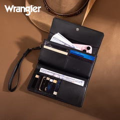 Wrangler Western Floral Tooled Tri-fold RFID Wallet/Wristlet
