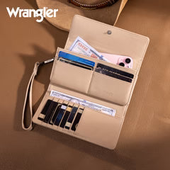 Wrangler Western Floral Tooled Tri-fold RFID Wallet/Wristlet