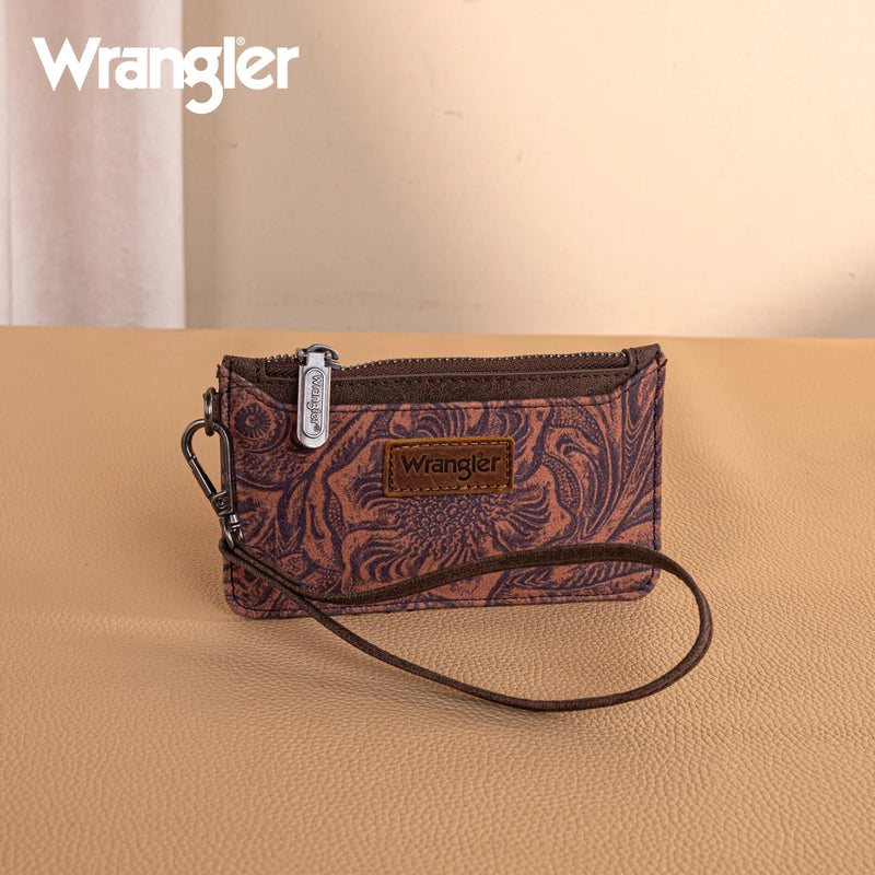 Wrangler Vintage Floral Velvet Printed Mini Zip card Case Wristlet