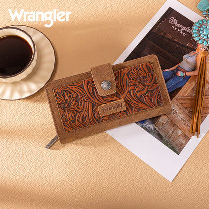 Wrangler Western Floral Tooled RFID Wallet