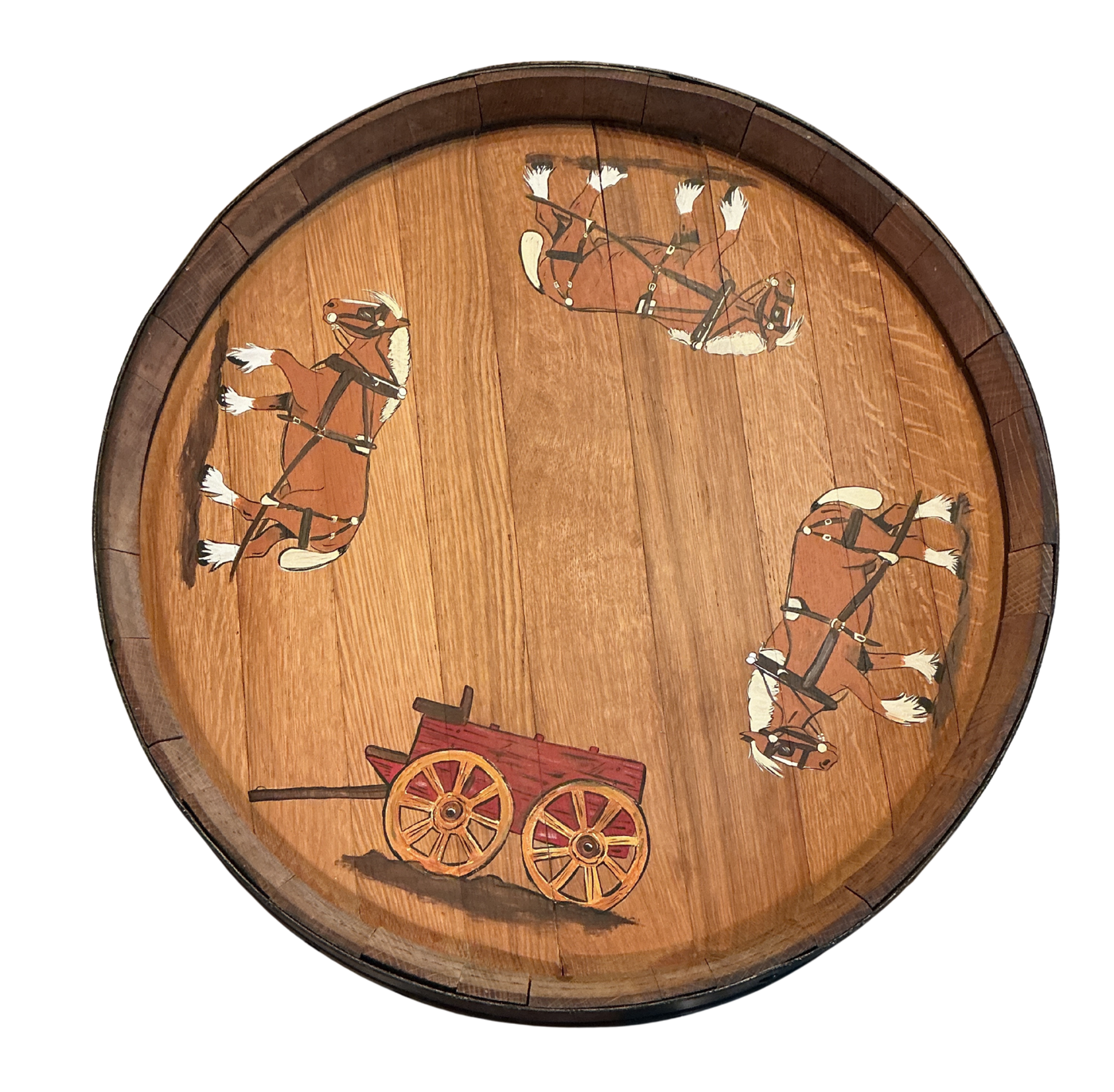 Hand Painted Reclaimed Wine Barrel Lazy Susan