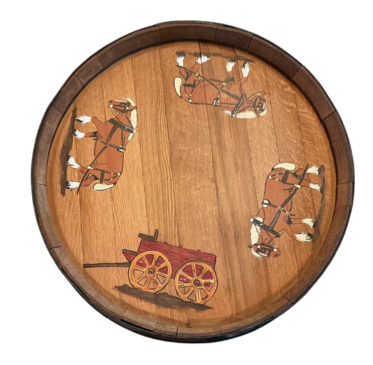 Hand Painted Reclaimed Wine Barrel Lazy Susan
