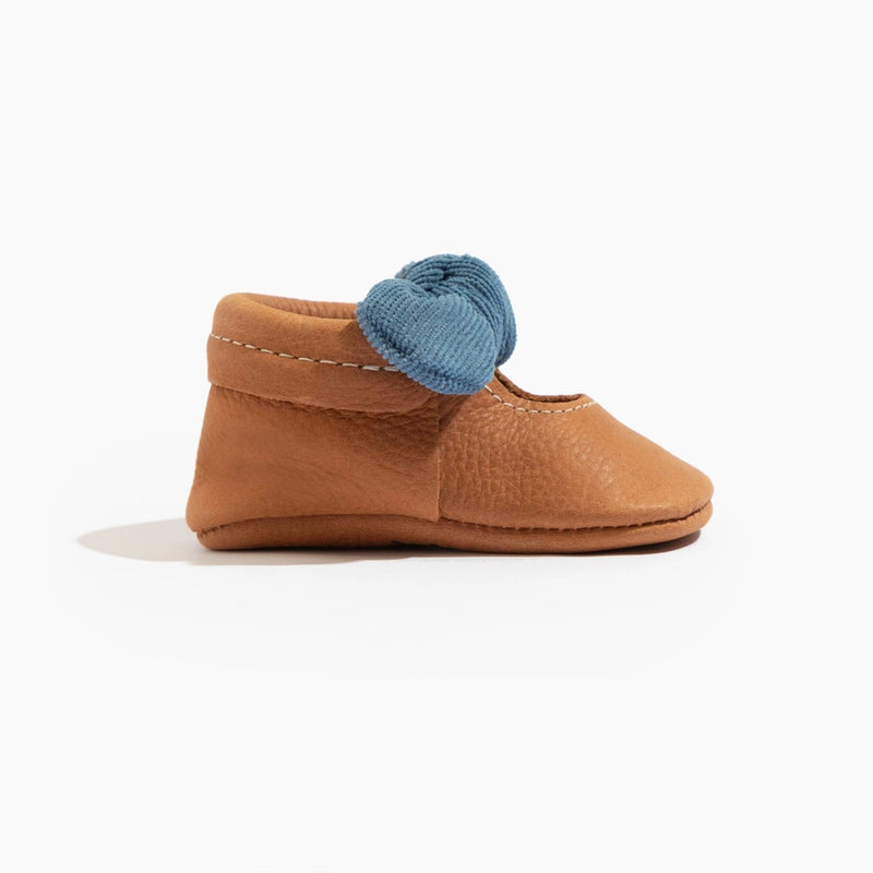 Corduroy Cowgirl Knotted Bow Baby Moccasin