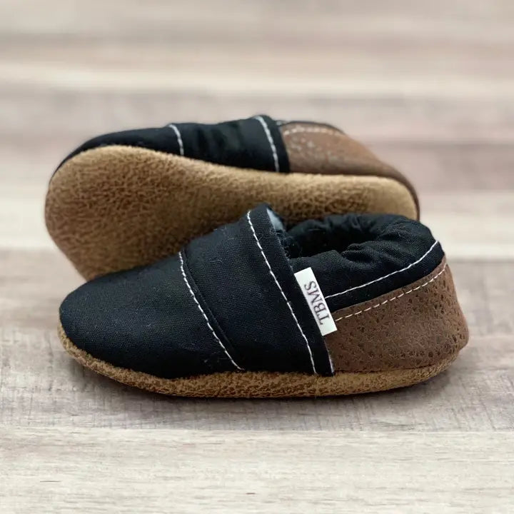 Black and Brown Angled Moccasins