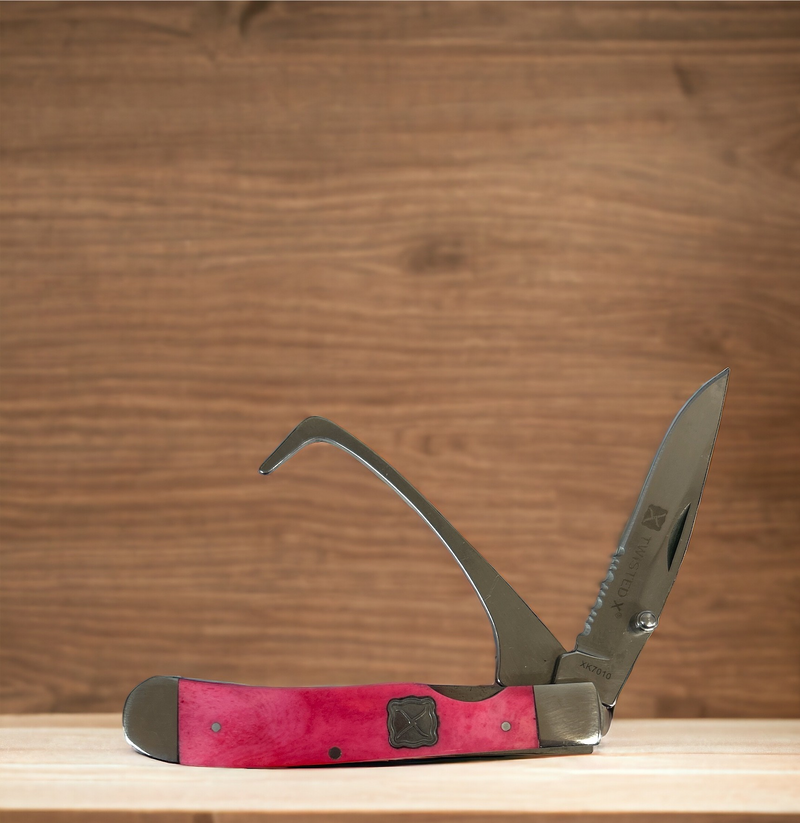Pink Folding Knife w/Hoof Pick