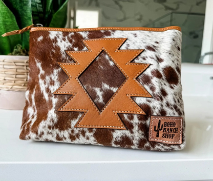 Cowhide Aztec Makeup Bag