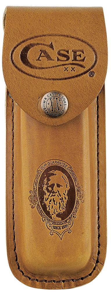 Case Dark Red Bone Peach Seed Jig Large Folding Hunter w/Sheath