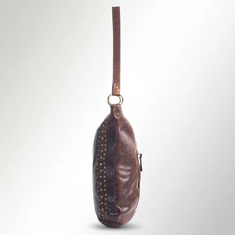 Riveted Leather Shoulder Bag
