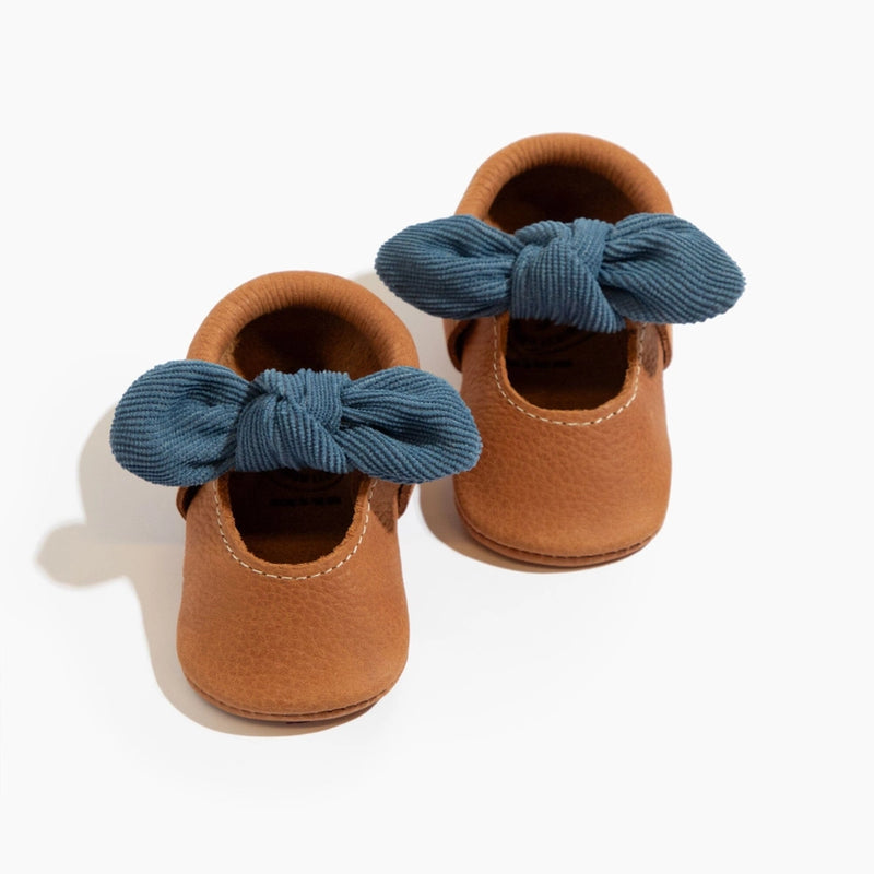 Corduroy Cowgirl Knotted Bow Baby Moccasin