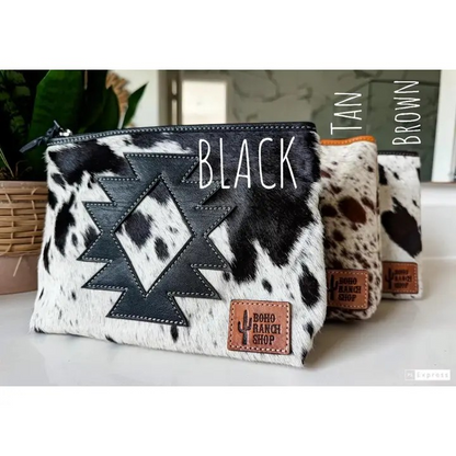 Cowhide Aztec Makeup Bag