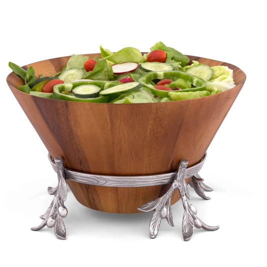 Wooden Salad Bowl w/Stand