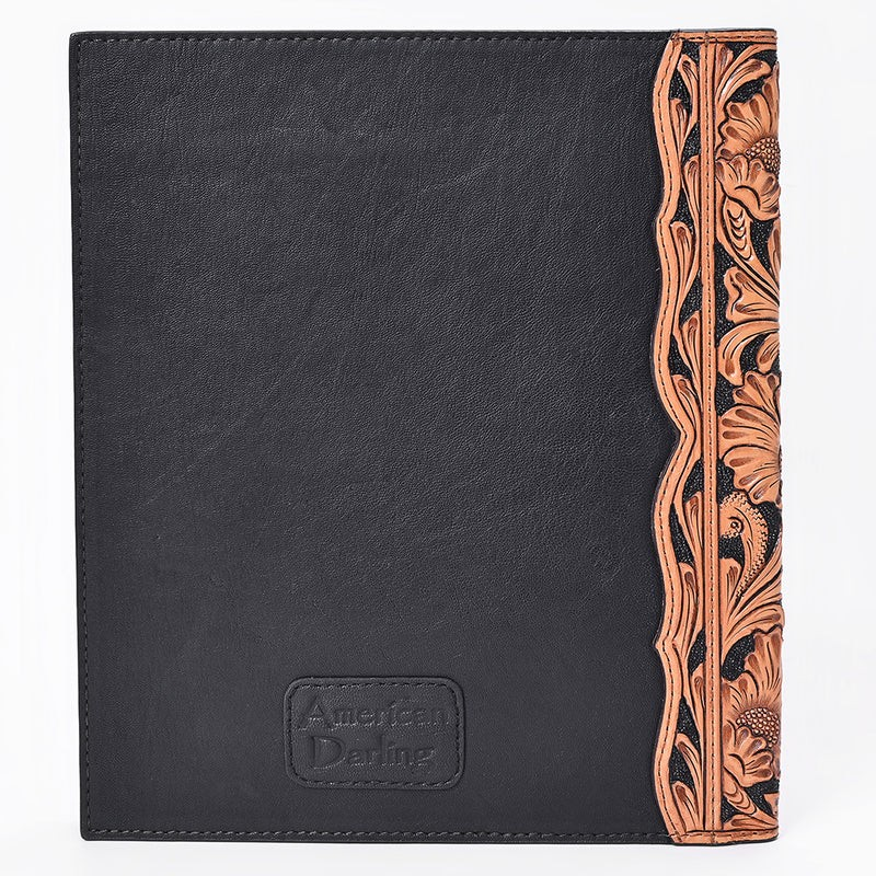 Floral & Crocodile Embossed Leather Western Portfolio Bag