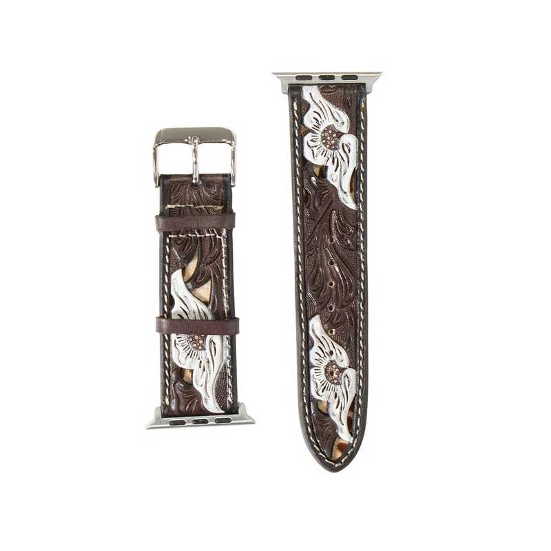 Black w/White Flowers Apple Watch Band