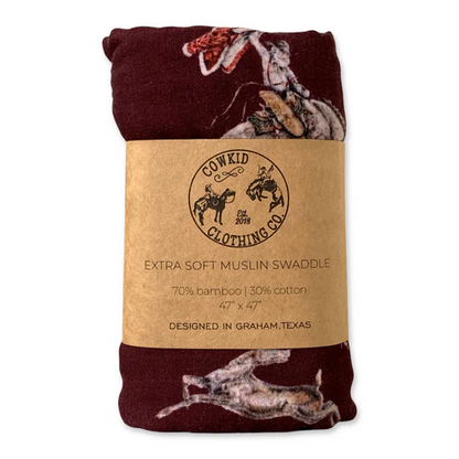 Cowboy Christmas Bamboo Muslin Swaddle