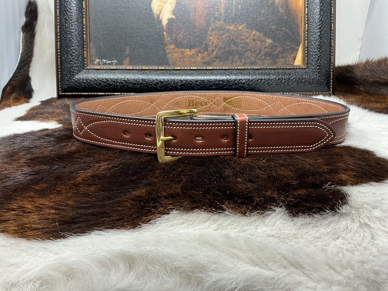 Saddle Stitched Chestnut Belt