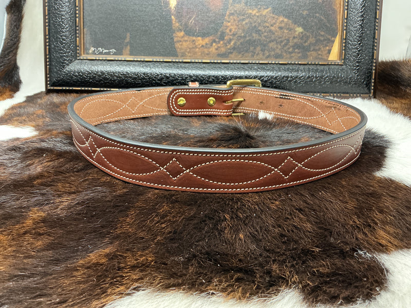 Saddle Stitched Chestnut Belt