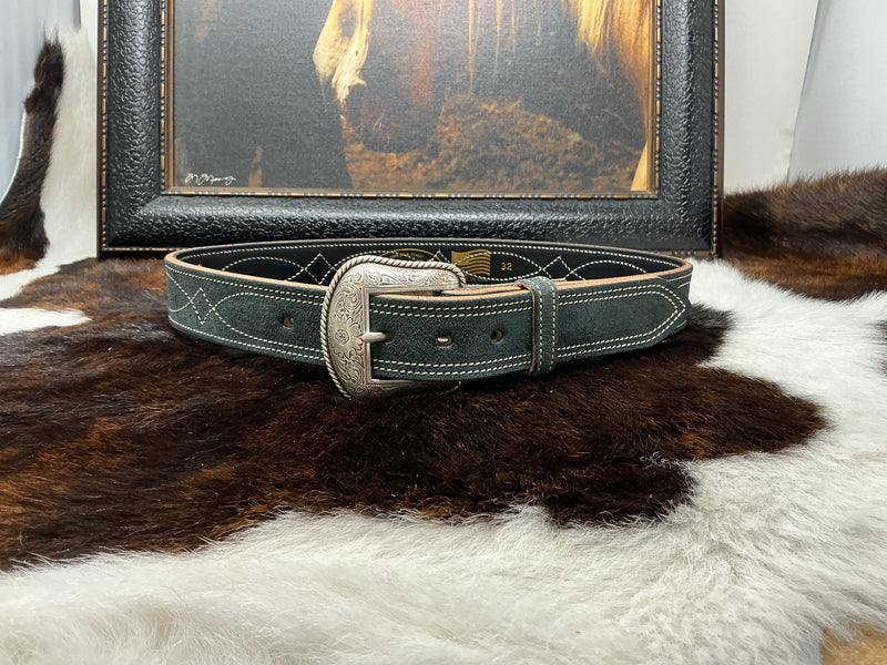 Saddle Stitched Roughout Black Belt