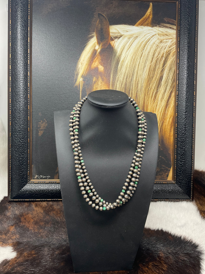 Multi Strand Navajo Pearl Necklace with turquoise