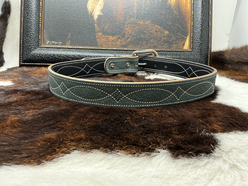 Saddle Stitched Roughout Black Belt